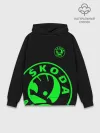 Худи мужской база хлопок / SKODA GREEN LOGO BLACK STYLE