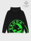 Худи мужской база хлопок / SKODA GREEN LOGO BLACK STYLE