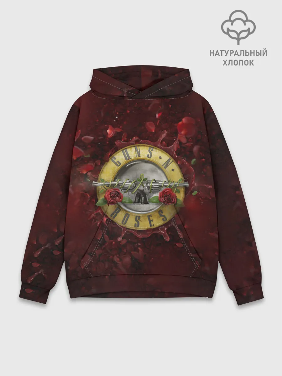 Худи мужской база хлопок / Лого GNR в розах