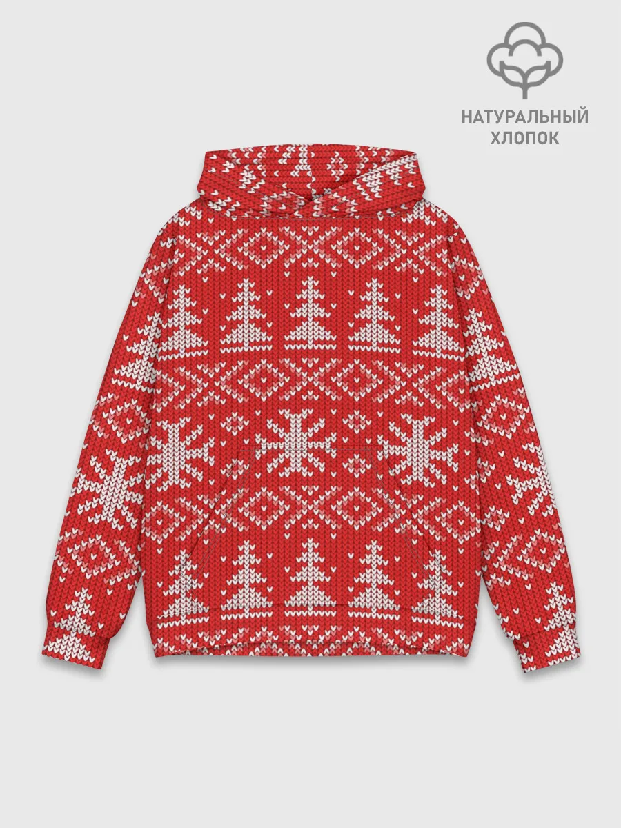 Худи мужской база хлопок / Новогодний узор, 2022