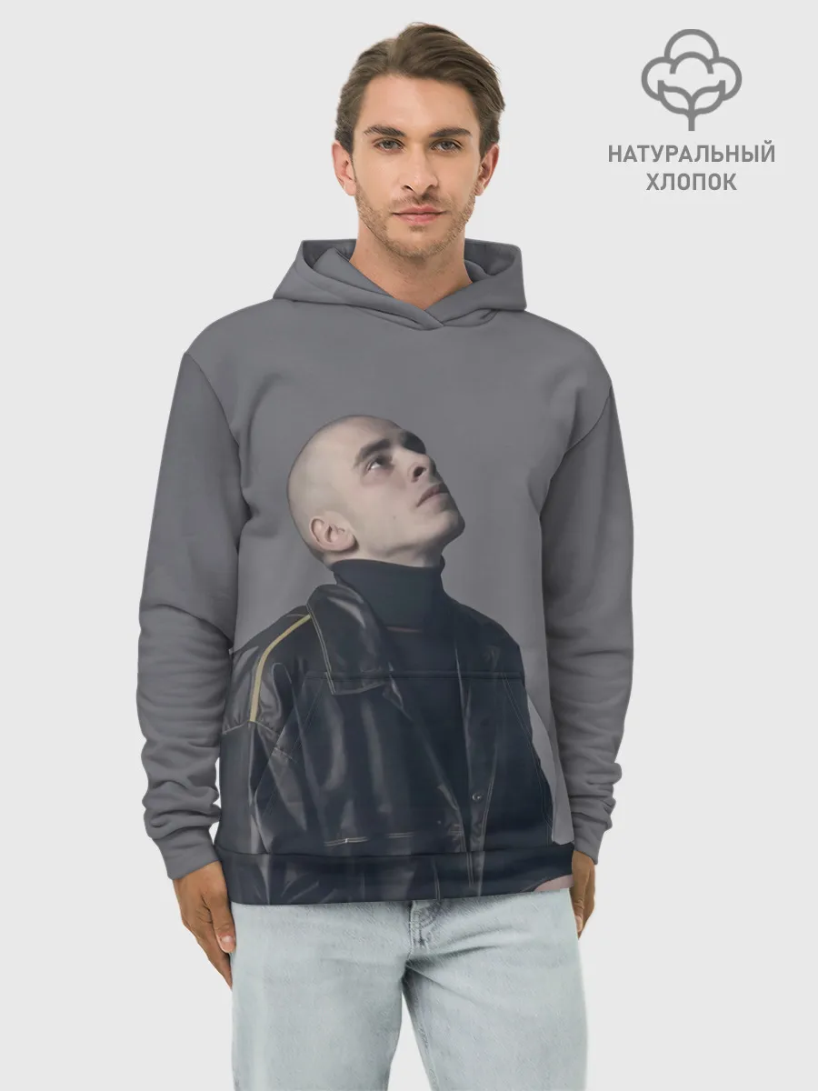 Худи мужской база хлопок / Задумчивый Хаски