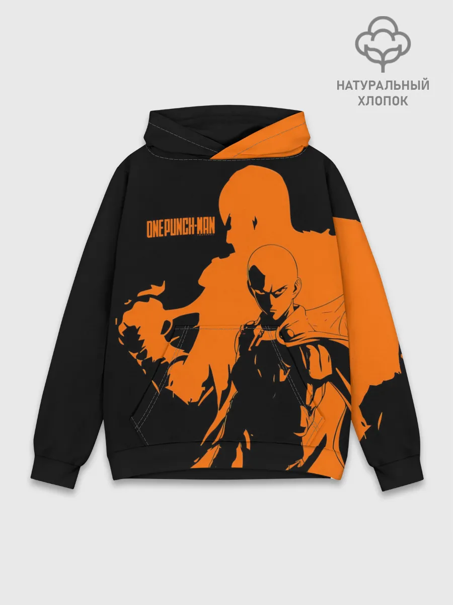 Худи мужской база хлопок / Сайтама образ в силуэте One Punch-Man