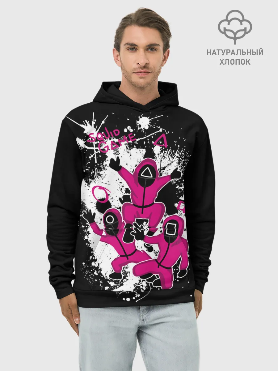 Худи мужской база хлопок / Squid game: firework