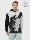 Худи мужской база хлопок / ИНЬ ЯНЬ ВОЛКИ ЧЁРНО БЕЛЫЙ