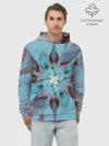 Худи мужской база хлопок / Абстрактный цветок. Голубой.