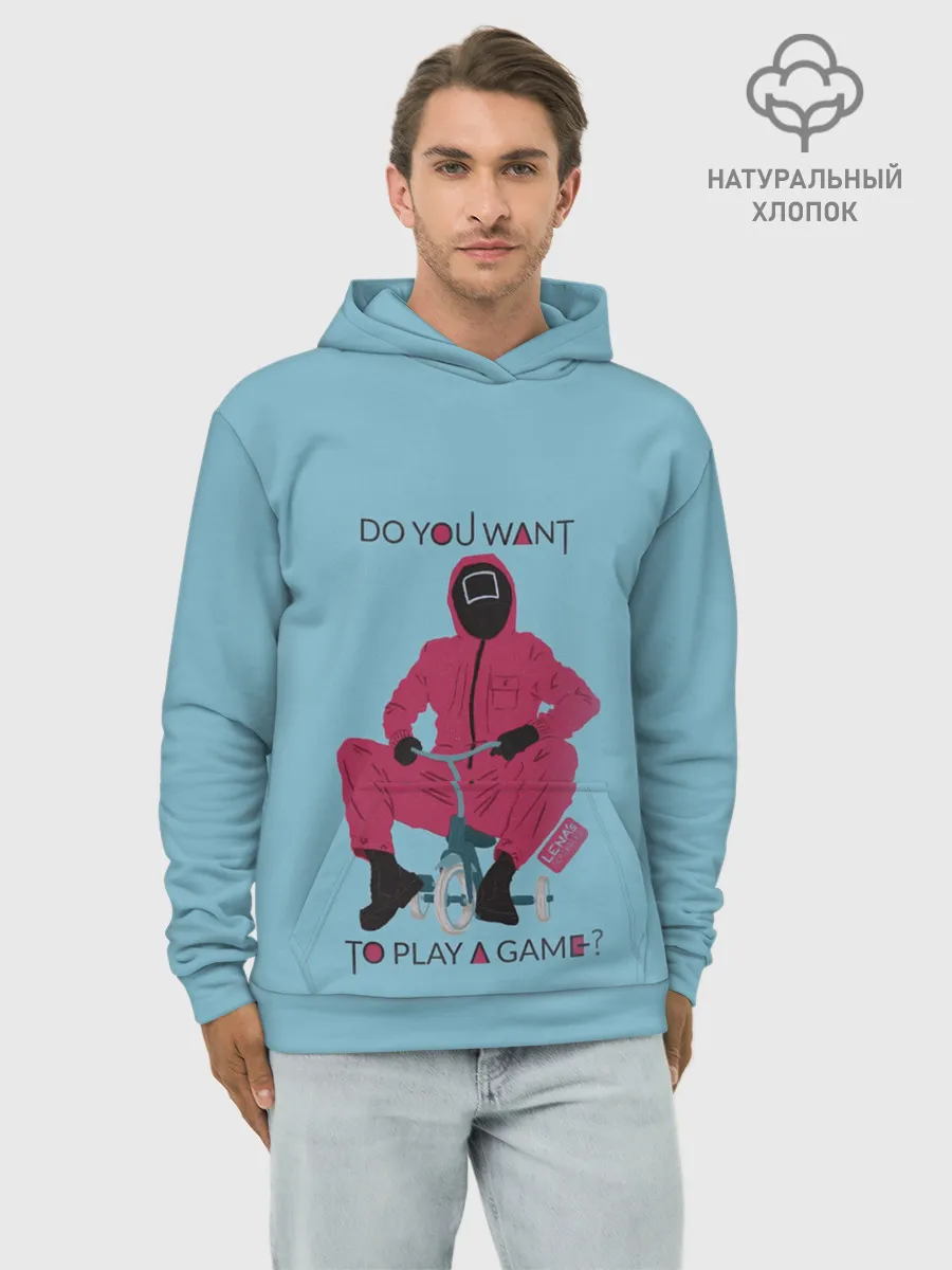 Худи мужской база хлопок / ИГРА В КАЛЬМАРА DO YOU WANT TO PLAY A GAME?