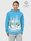 Худи мужской база хлопок / Let it snow. Зайчик и снежок