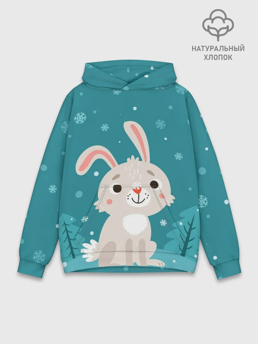 Худи мужской база хлопок / Новогодний зайчик