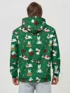Худи мужской база хлопок / Новогодний паттерн с зайчиками