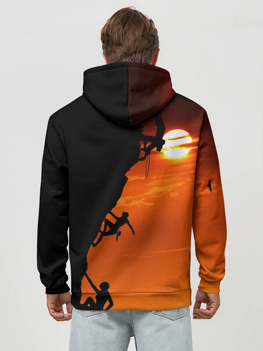 Худи мужской база хлопок / СКАЛОЛАЗЫ В ЗАКАТЕ