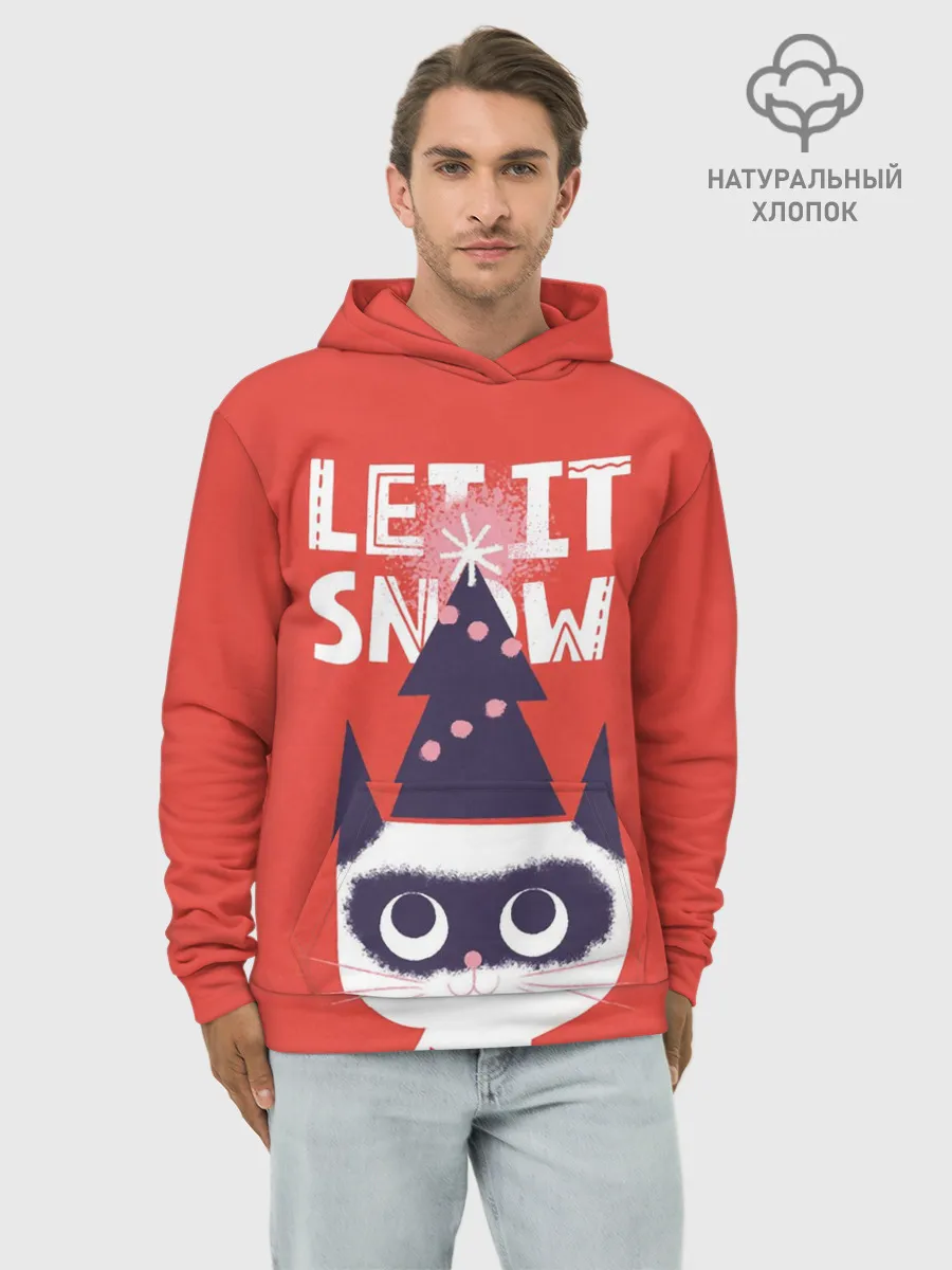 Худи мужской база хлопок / Котик. Новый год