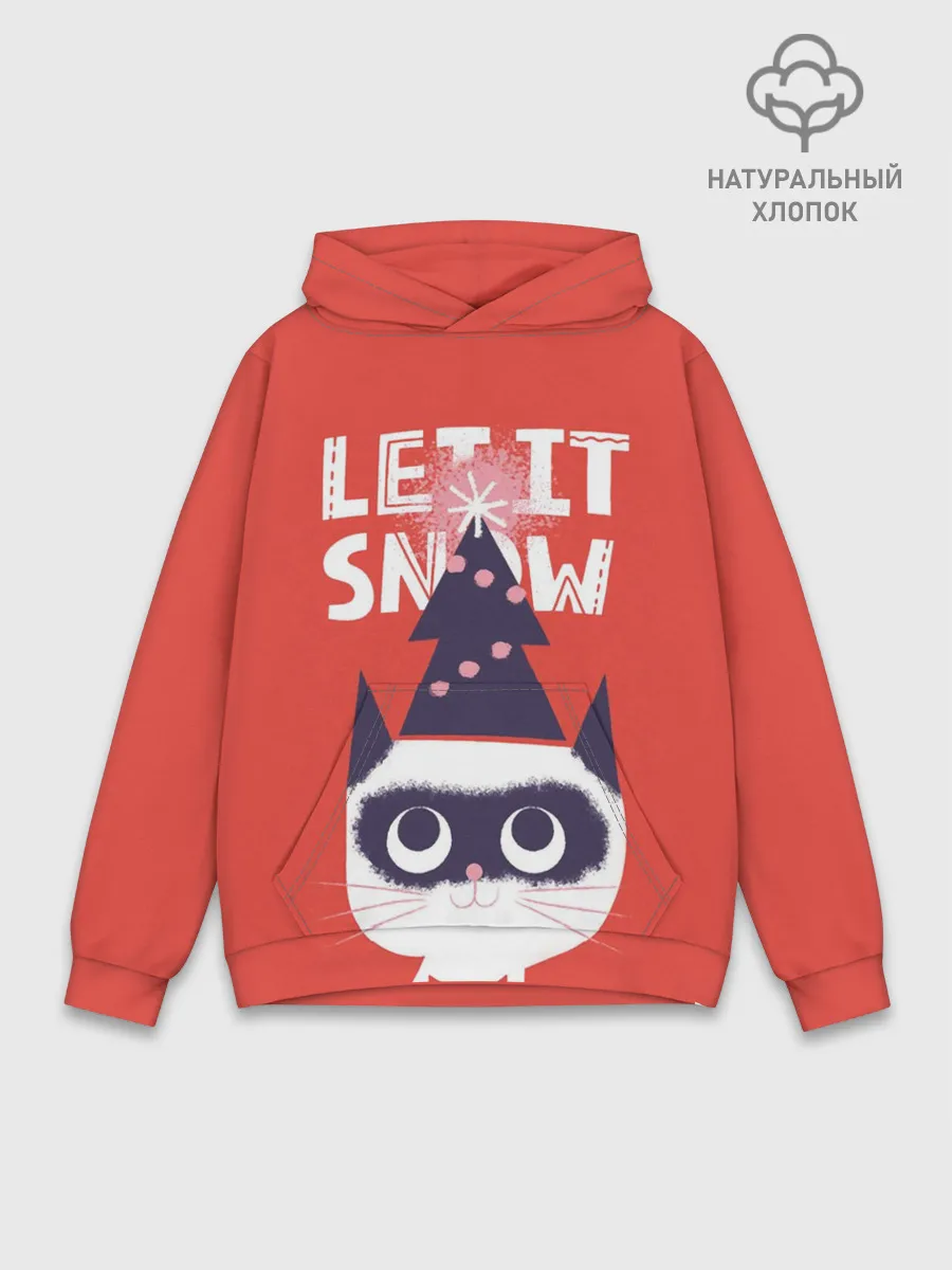 Худи мужской база хлопок / Котик. Новый год