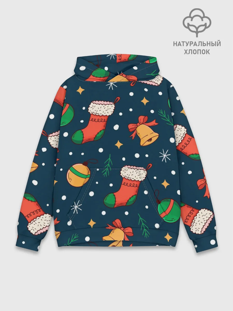 Худи мужской база хлопок / Новогодний, рождественский узор