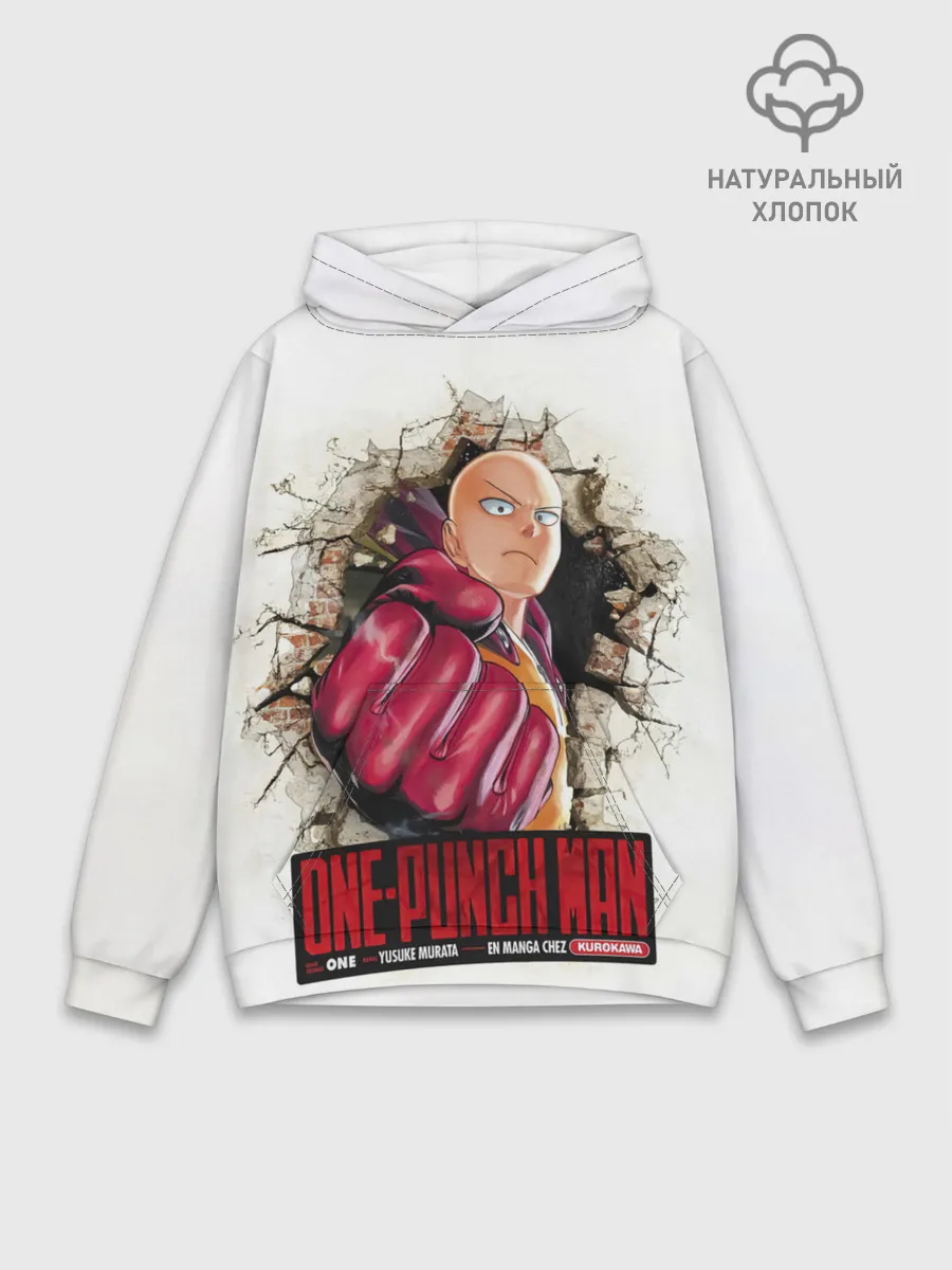 Худи мужской база хлопок / Сайтама пробивая стены One Punch-Man