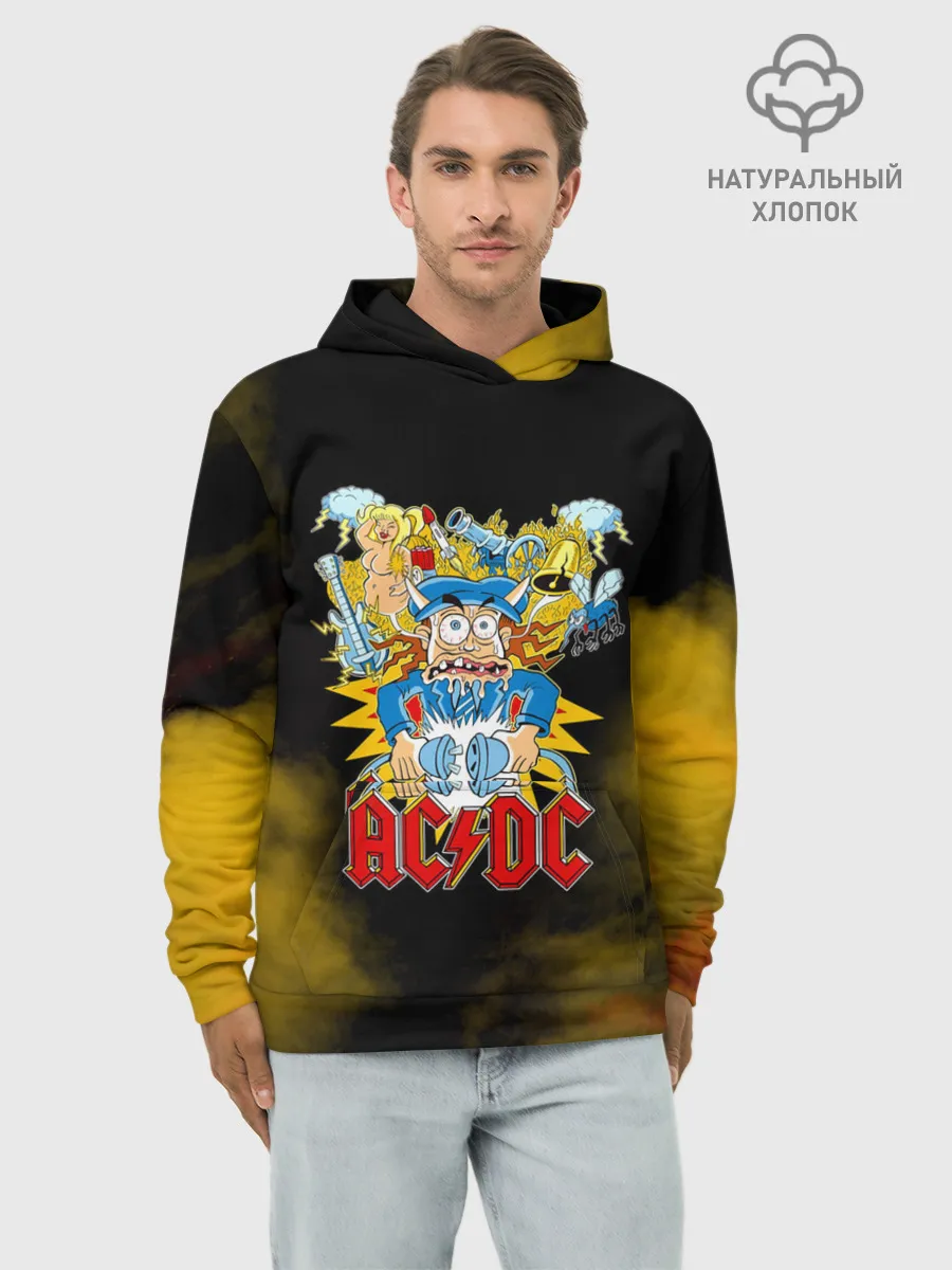 Худи мужской база хлопок / Карикатура Ангус Янг - AC/DC