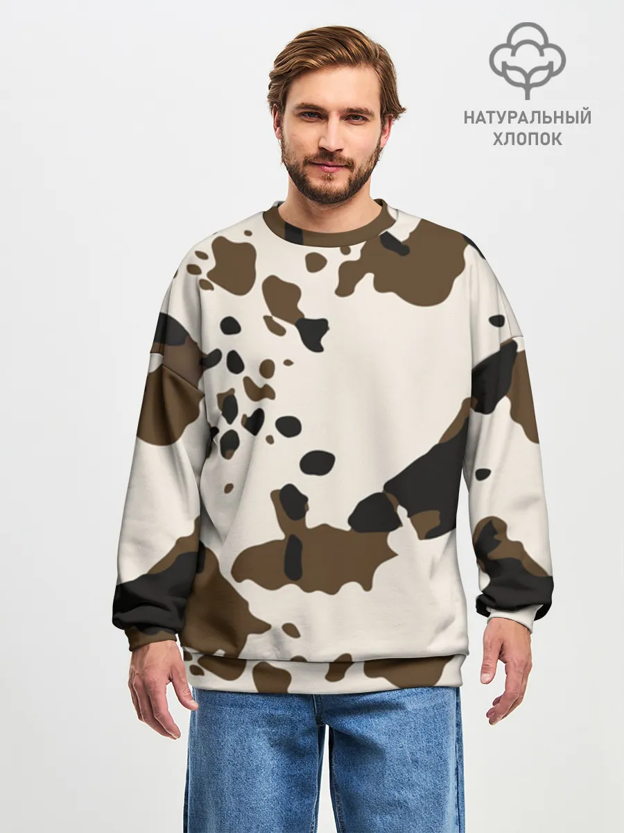 Мужской свитшот оверсайз хлопок / CowPrint
