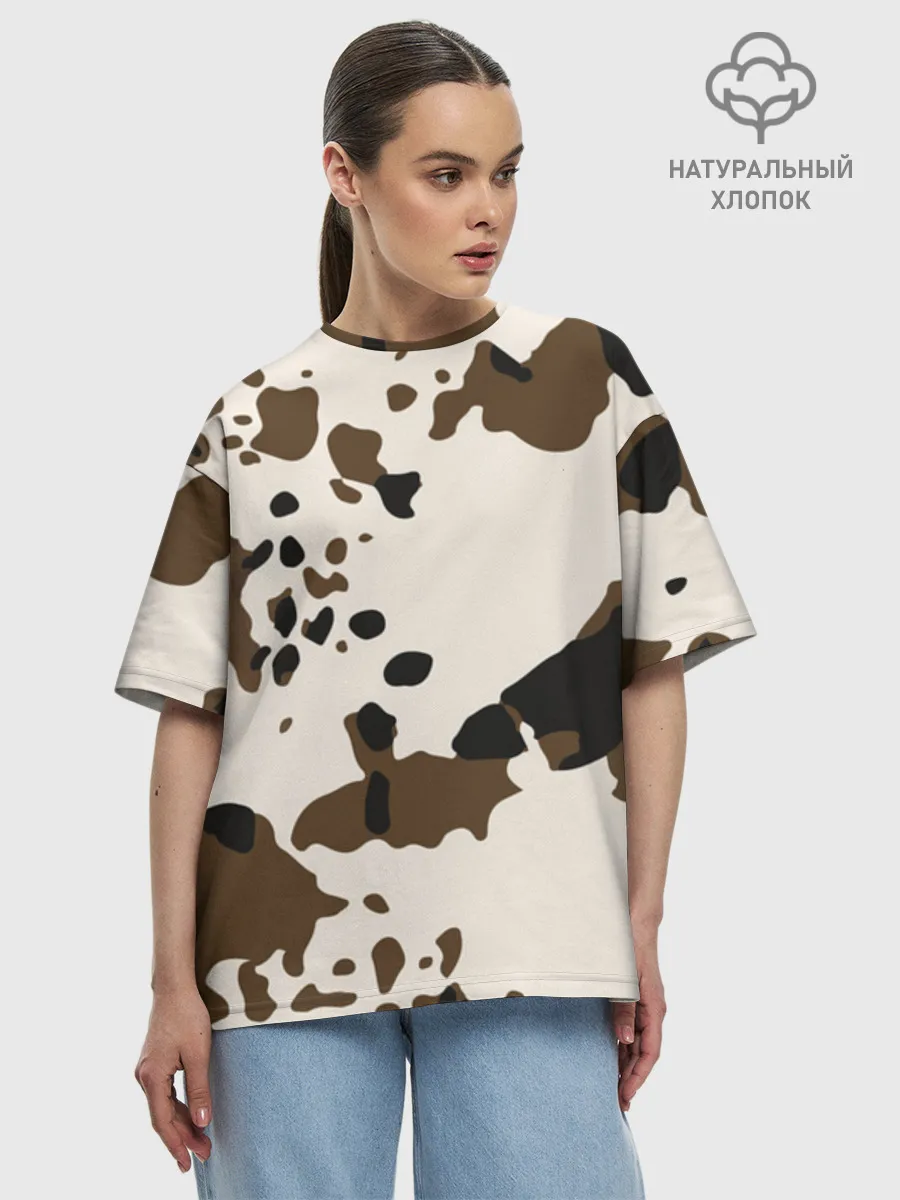 Женская футболка оверсайз хлопок / CowPrint