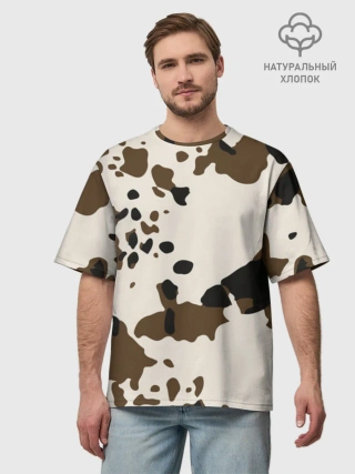 Мужская футболка оверсайз хлопок / CowPrint