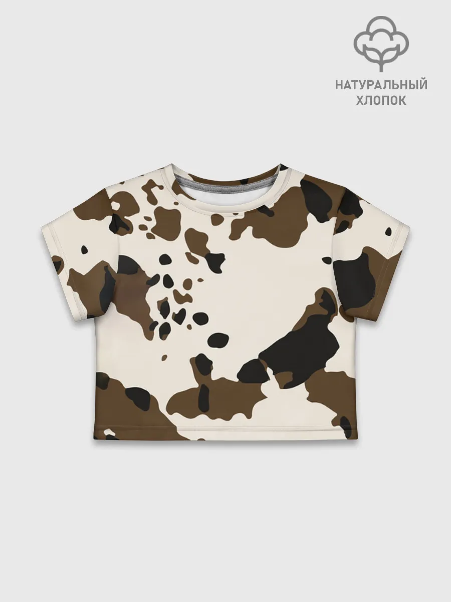 Футболка для девочки укороченная базовая хлопок / CowPrint