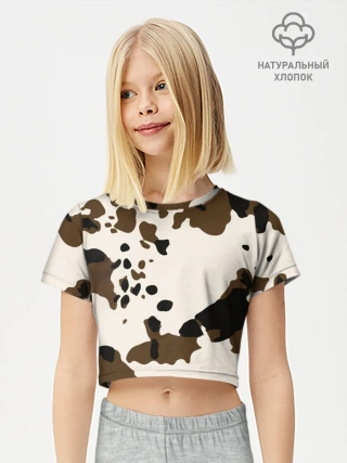 Футболка для девочки укороченная базовая хлопок / CowPrint