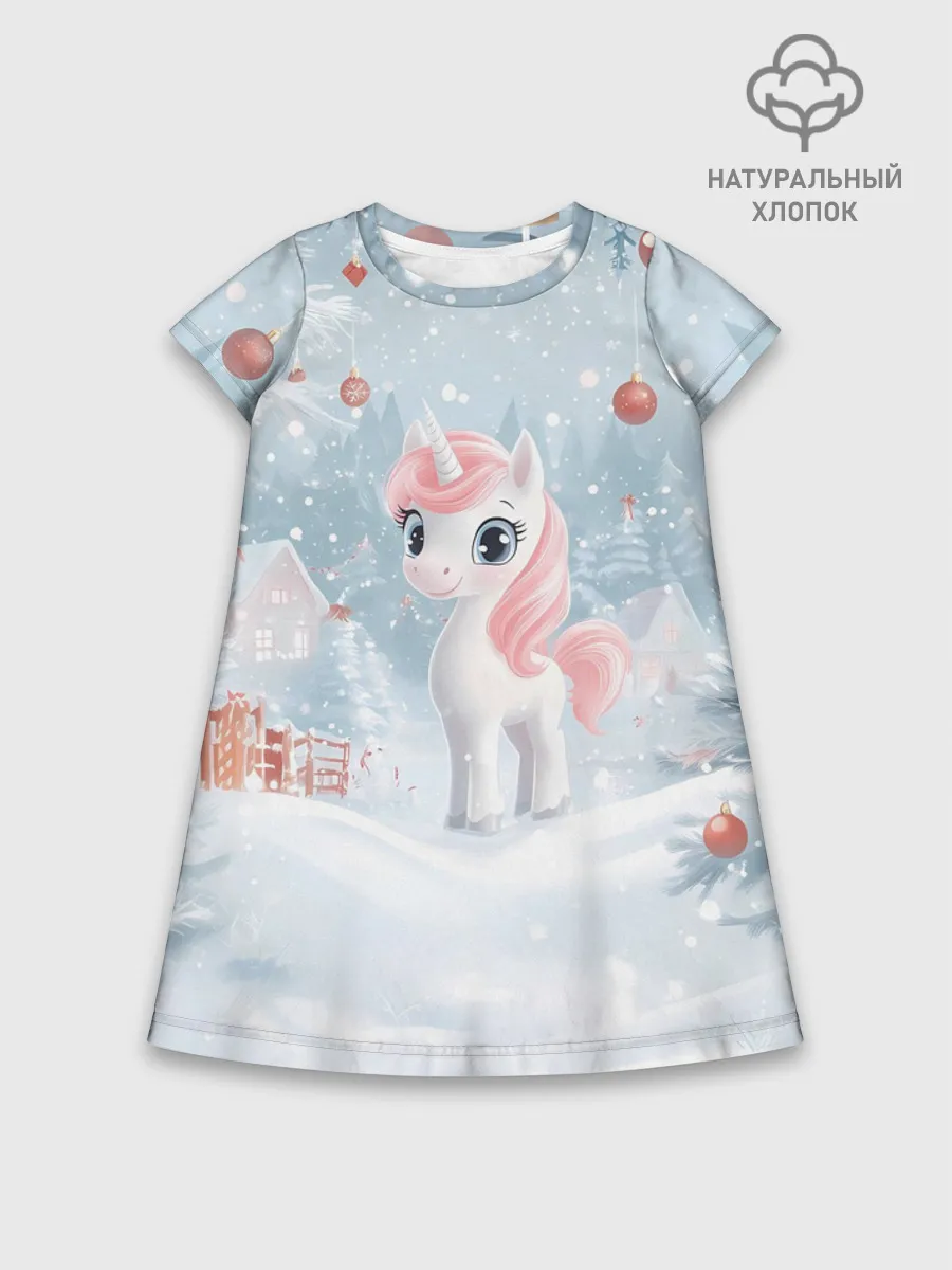 Детское платье хлопок / Пони Новый год