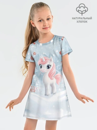 Детское платье хлопок / Пони Новый год