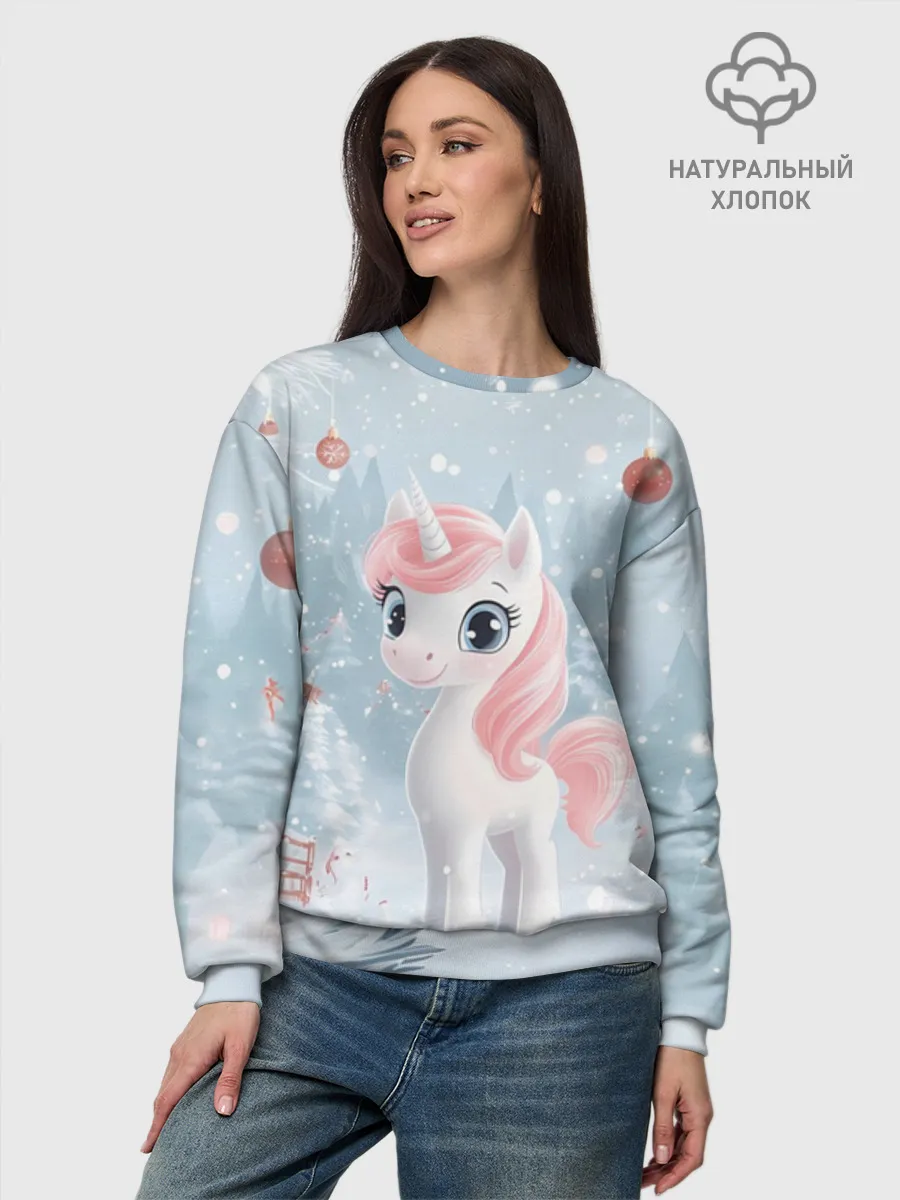 Женский свитшот базовый хлопок / Пони Новый год