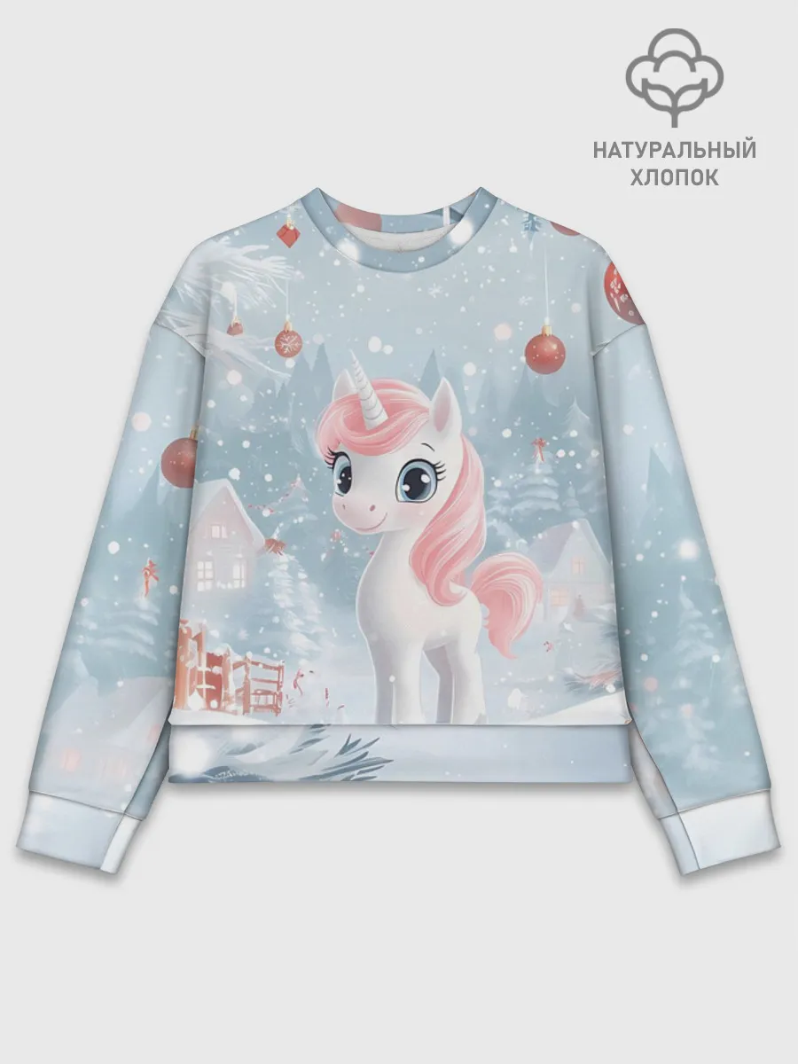 Женский свитшот базовый хлопок / Пони Новый год