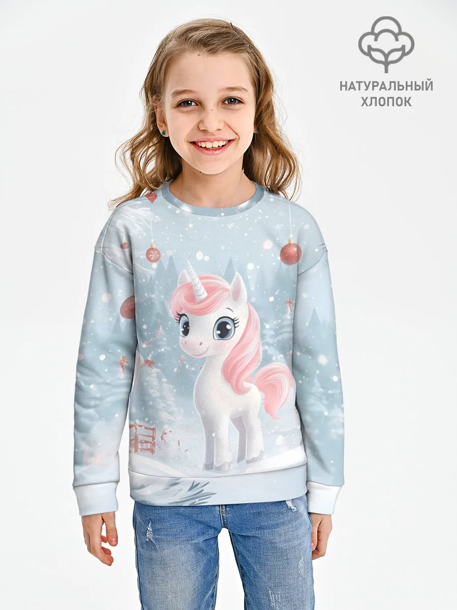 Детский свитшот хлопок / Пони Новый год