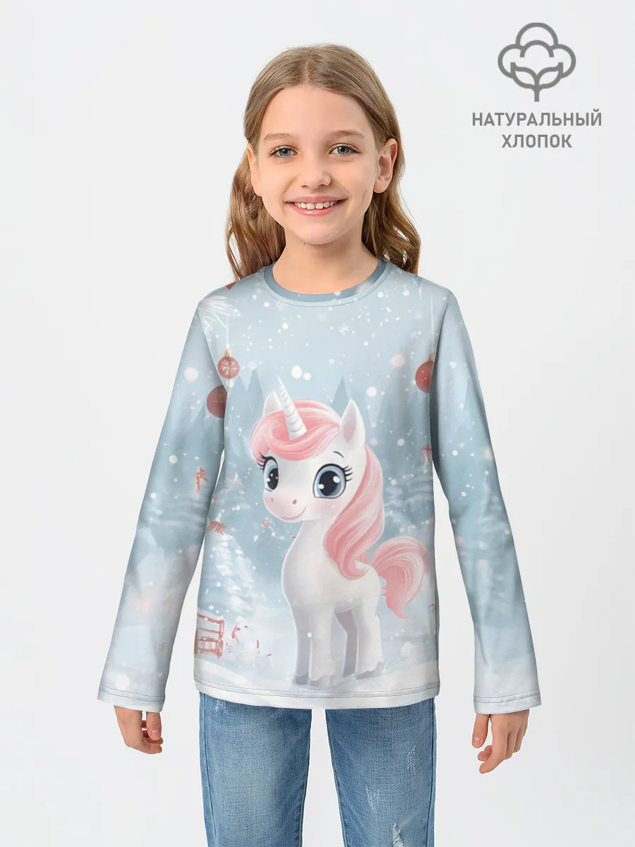 Детский лонгслив хлопок / Пони Новый год