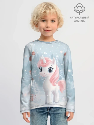 Детский лонгслив хлопок / Пони Новый год