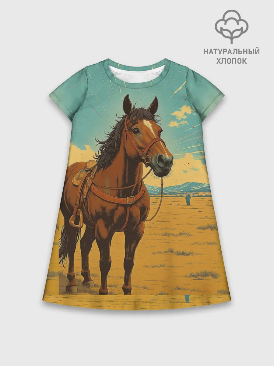 Детское платье хлопок / Loshad_v_pustine