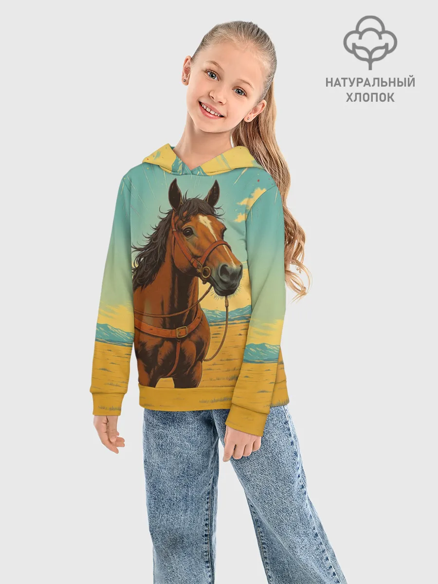 Детское худи хлопок / Loshad_v_pustine