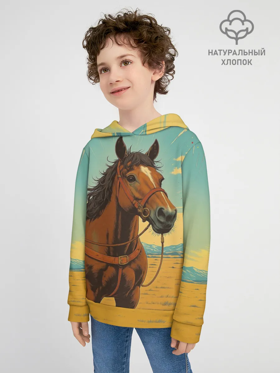 Детское худи хлопок / Loshad_v_pustine