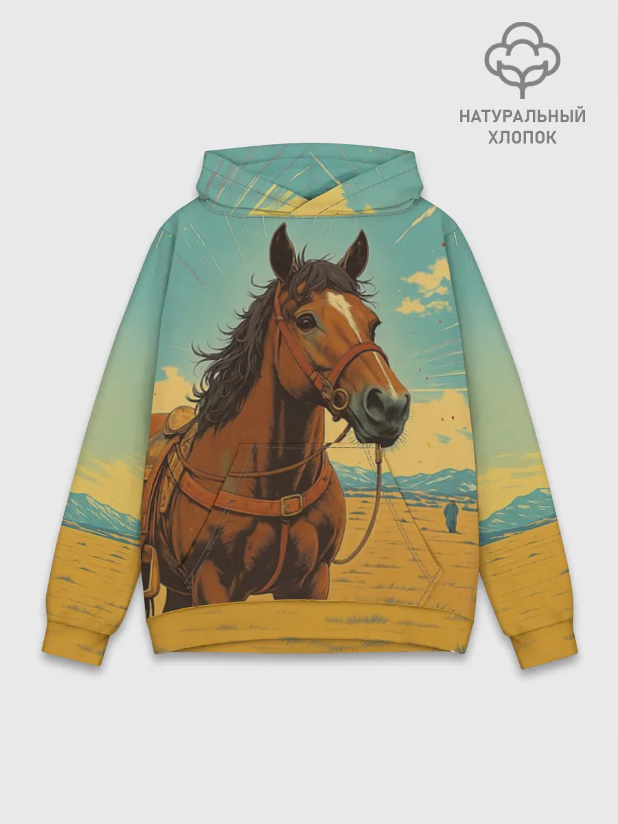 Худи мужской база хлопок / Loshad_v_pustine