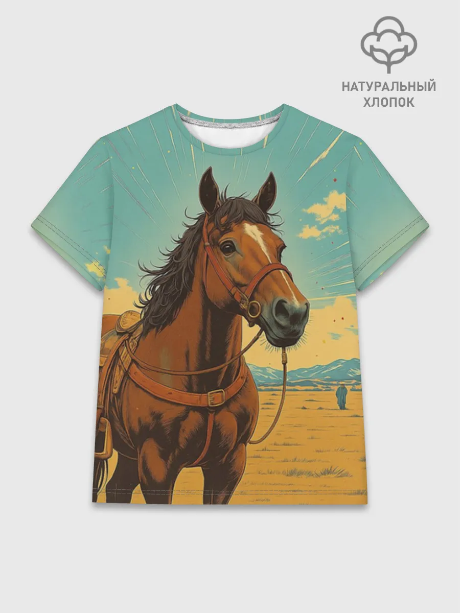 Женская базовая футболка хлопок / Loshad_v_pustine