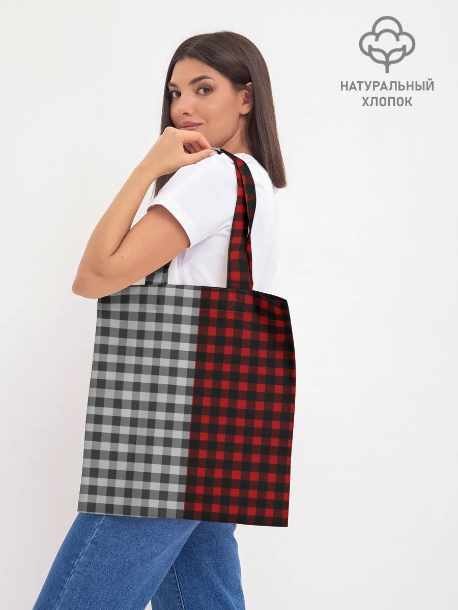 Шоппер база / Красно белая рубашка в клетку
