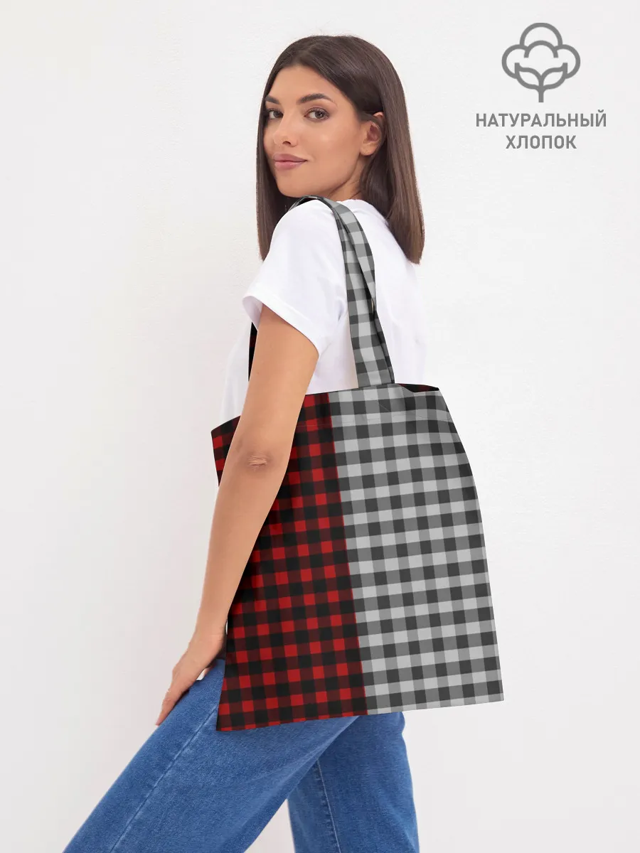 Шоппер база / Красно белая рубашка в клетку