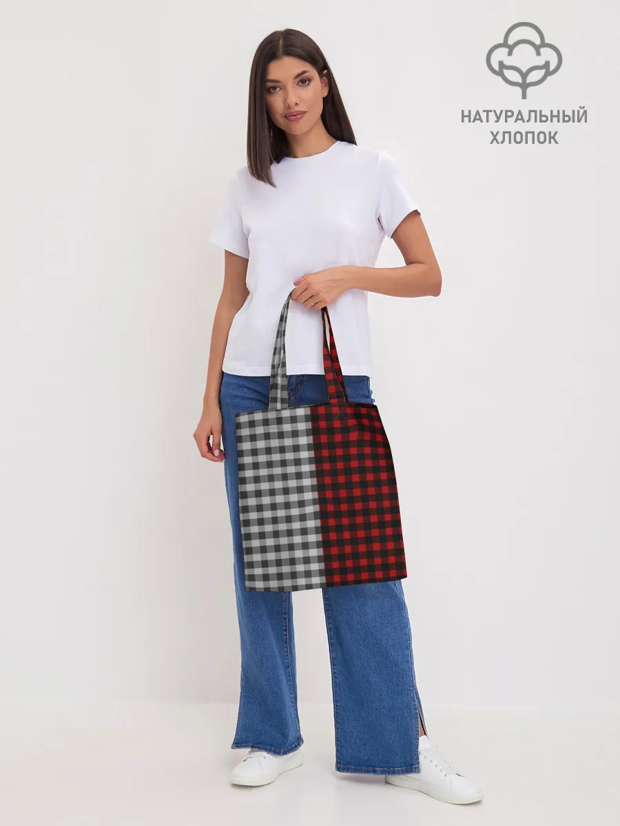 Шоппер база / Красно белая рубашка в клетку