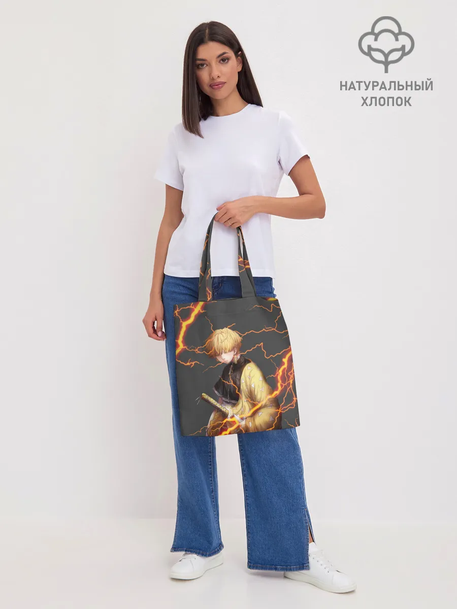 Шоппер база / KIMETSU NO YAIBA оранжевые молнии