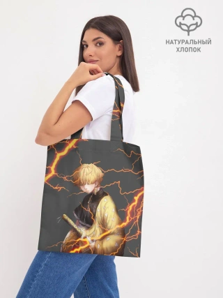 Шоппер база / KIMETSU NO YAIBA оранжевые молнии