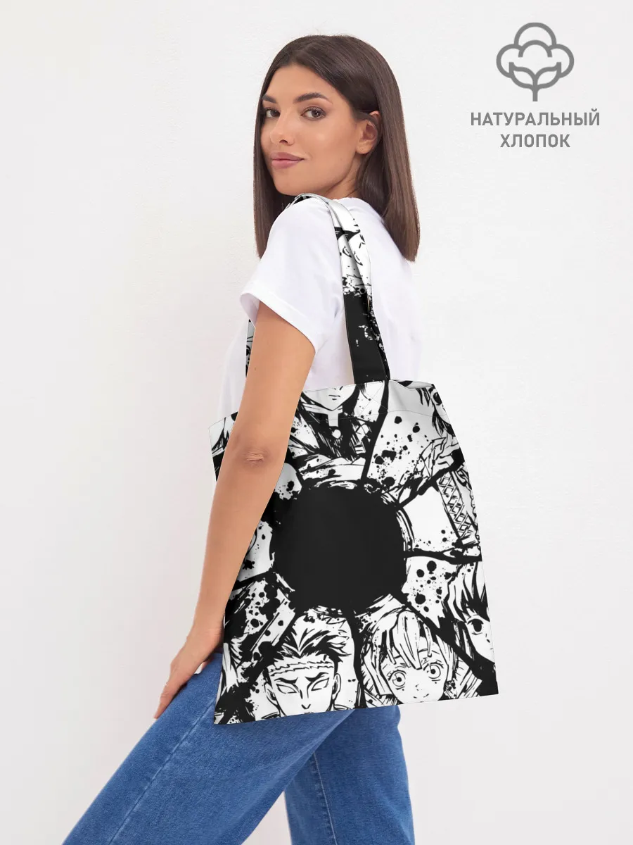 Шоппер база / Kimetsu no yaiba чернобелый коллаж