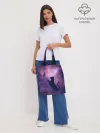Шоппер база / Бабочка кот силуэт фиолетовый