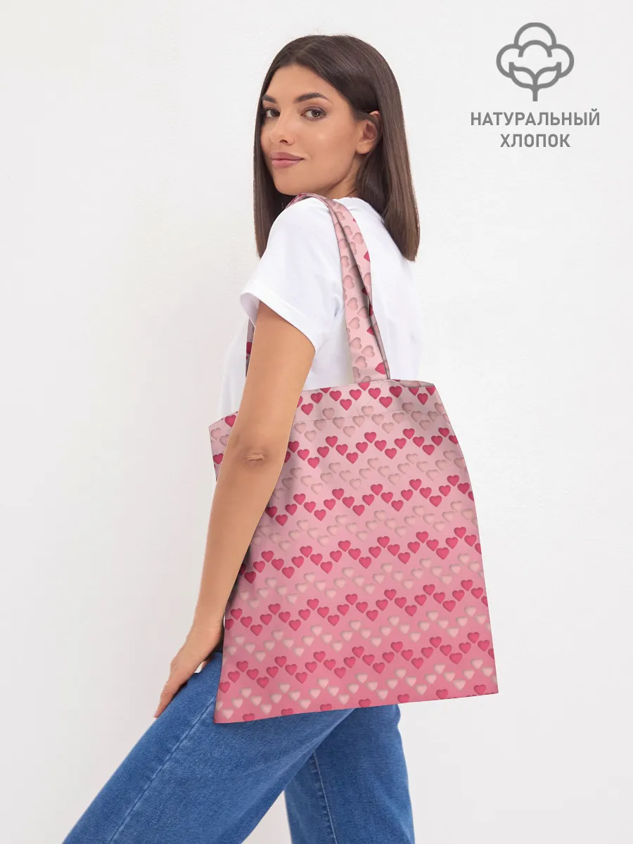 Шоппер база / узор милые сердца зигзагами