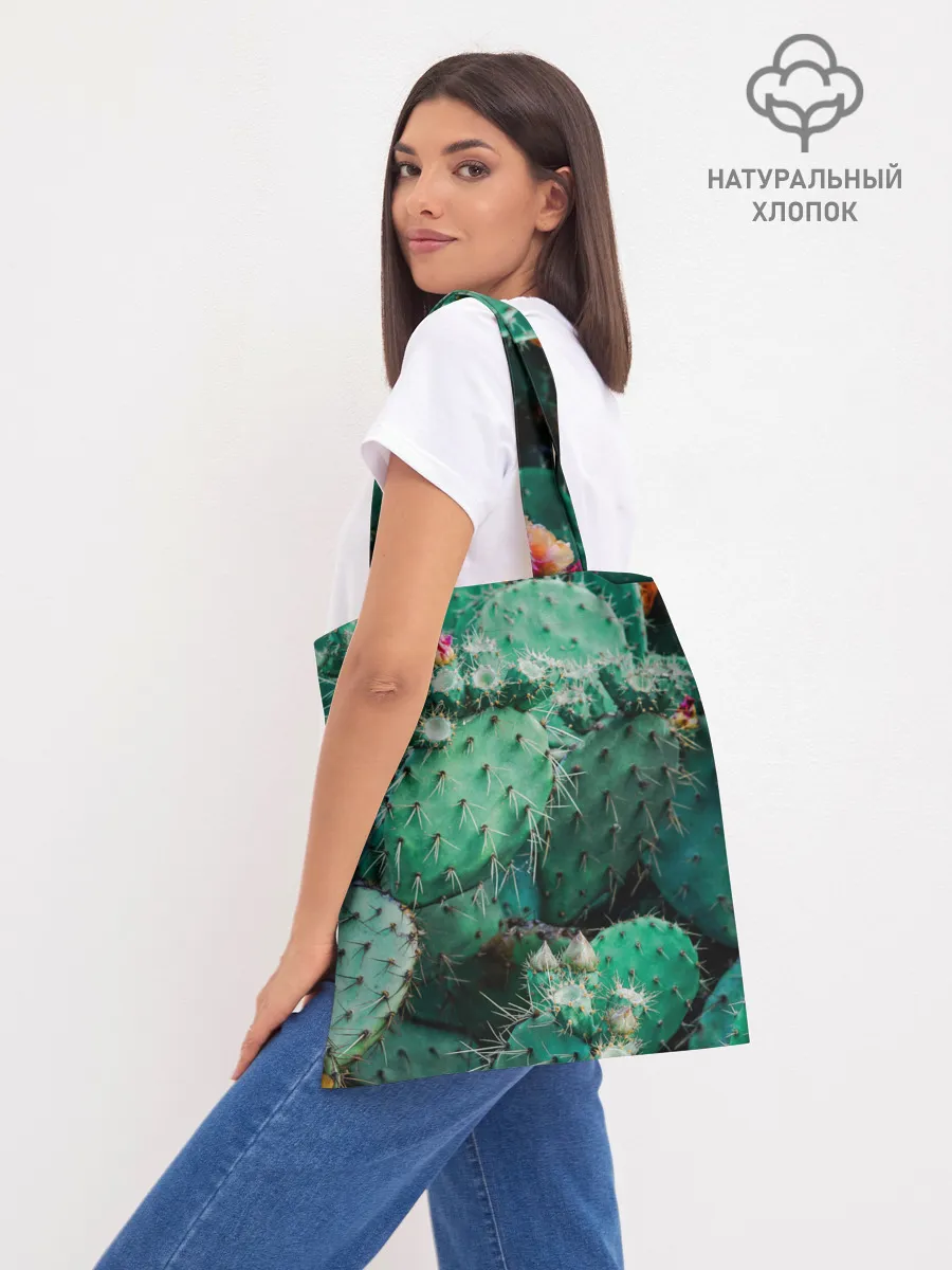 Шоппер база / кактусы с цветами реализм