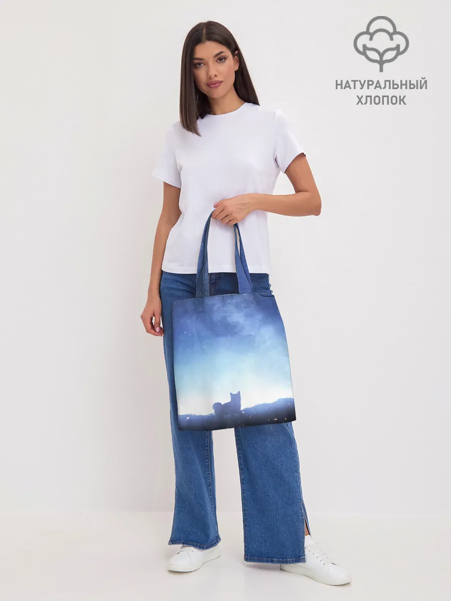 Шоппер база / силуэт корги ночь космос дымка