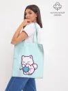 Шоппер база / Белый котенок с клубком милый