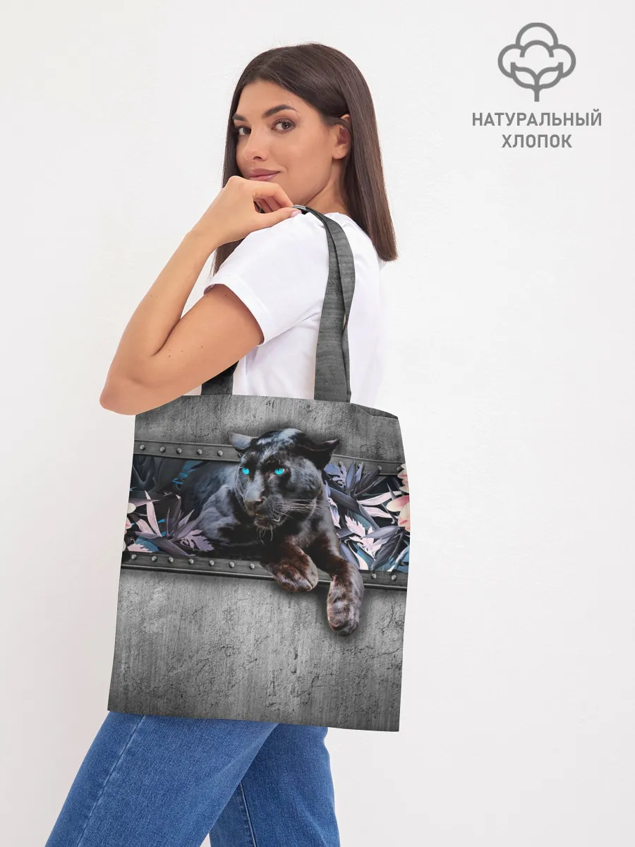 Шоппер база / Пантера и цветы