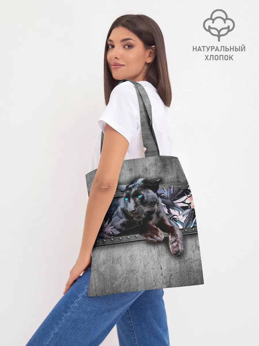 Шоппер база / Пантера и цветы