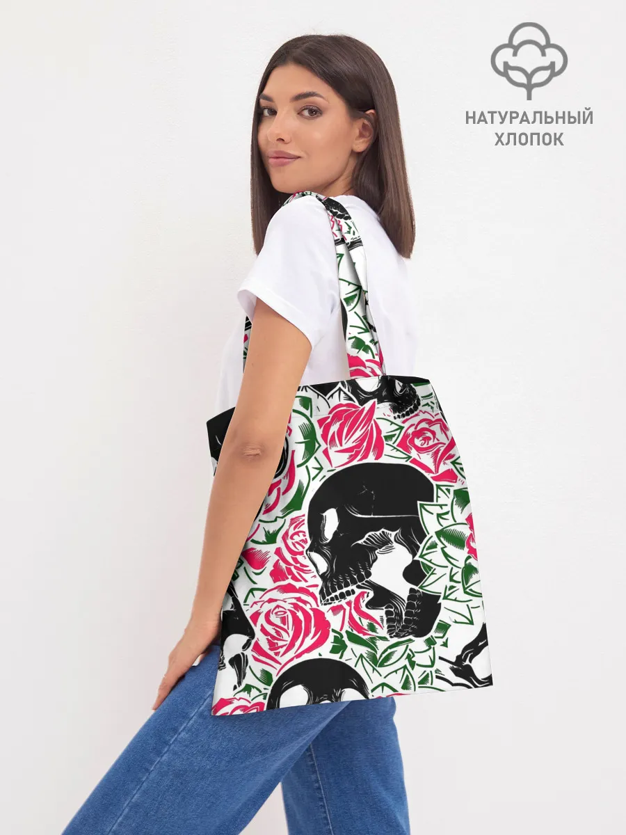 Шоппер база / Череп, розы, цветы, зубы